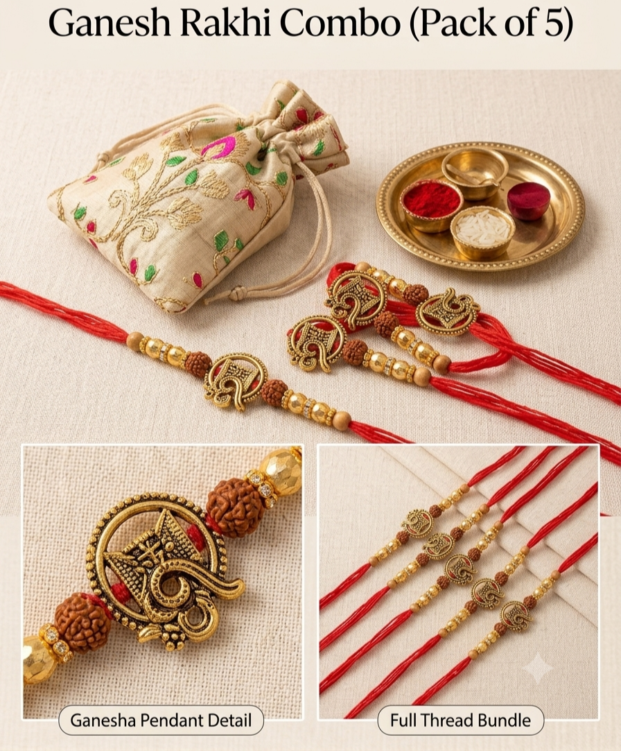 Premium Ganesh Rakhi pack of 5