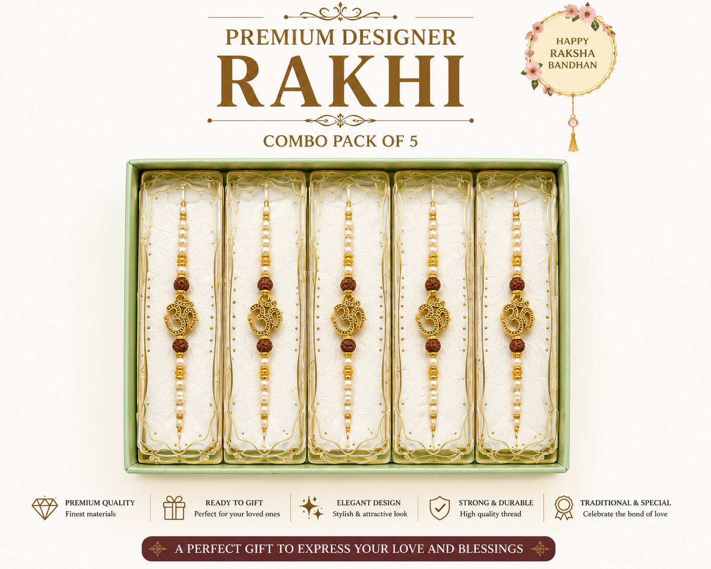 Premium Brother Rakhi Combo Pack of 5